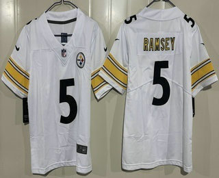 Youth Pittsburgh Steelers #5 Jalen Ramsey Limited White Vapor Jersey