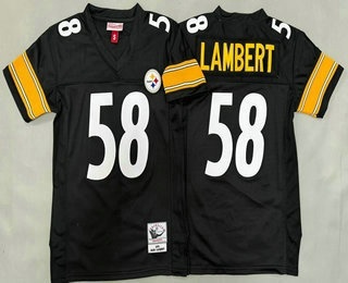 Youth Pittsburgh Steelers #58 Jack Lambert Black 1975 Throwback Jersey