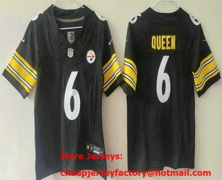 Youth Pittsburgh Steelers #6 Patrick Queen Limited Black FUSE Vapor Jersey