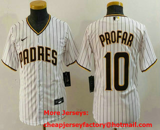 Youth San Diego Padres #10 Jurickson Profar White Cool Base Stitched Jersey