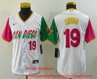 Youth San Diego Padres #19 Tony Gwynn White Number 2022 City Connect Cool Base Stitched Jersey