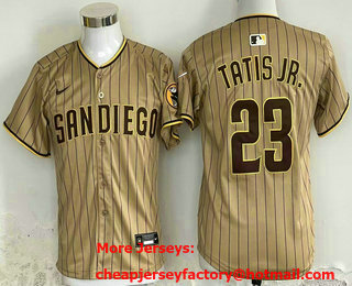Youth San Diego Padres #23 Fernando Tatis Jr Khaki Stitched Limited Nike Jersey