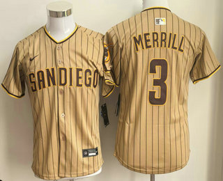 Youth San Diego Padres #3 Jackson Merrill Khaki Limited Jersey
