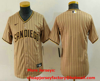 Youth San Diego Padres Blank Khaki 2023 Cool Base Stitched Jersey