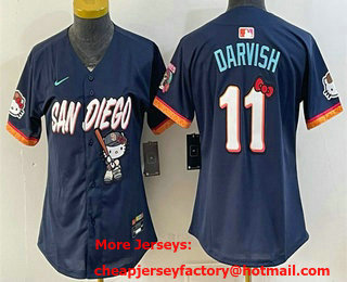 Youth San Diego Padres X Hello Kitty #11 Yu Darvish Korean Navy 2026 City Connect Stadium Jersey