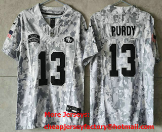 Youth San Francisco 49ers #13 Brock Purdy 2024 FUSE Arctic Camo Salute to Service Limited Stitched Jersey