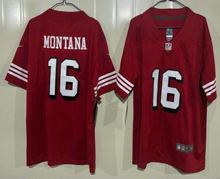 Youth San Francisco 49ers #16 Joe Montana Limited Red Throwback Vapor Jersey