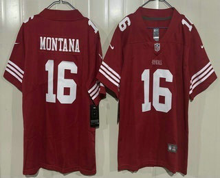 Youth San Francisco 49ers #16 Joe Montana Limited Red Vapor Jersey