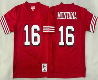 Youth San Francisco 49ers #16 Joe Montana Red 1989 Throwback Jersey