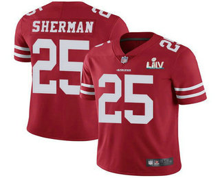 Youth San Francisco 49ers #25 Richard Sherman Red 2020 Super Bowl LIV Vapor Untouchable Stitched NFL Nike Limited Jersey