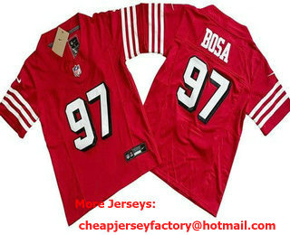 Youth San Francisco 49ers #97 Nick Bosa Limited Red Throwback FUSE Vapor Jersey