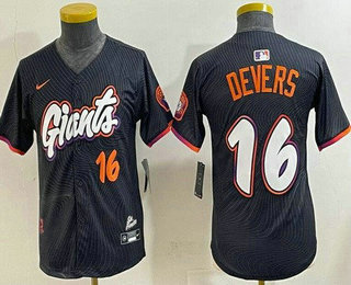 Youth San Francisco Giants #16 Rafael Devers Black 2025 City Connect Limited Jersey