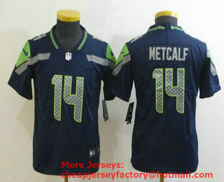 Youth Seattle Seahawks #14 D.K. Metcalf Navy Blue 2017 Vapor Untouchable Stitched NFL Nike Limited Jersey