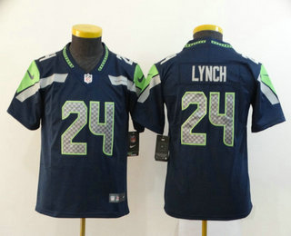 Youth Seattle Seahawks #24 Marshawn Lynch Navy Blue 2017 Vapor Untouchable Stitched NFL Nike Limited Jersey
