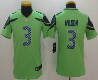 Youth Seattle Seahawks #3 Russell Wilson Green 2016 Color Rush Stitched NFL Nike Limited Jersey