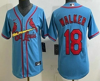 Youth St Louis Cardinals #18 Jordan Walker Blue Cool Base Stitched Jersey