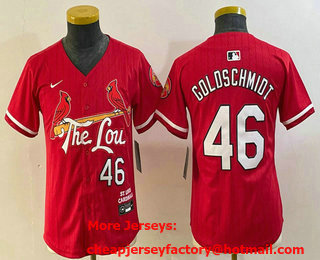 Youth St Louis Cardinals #46 Paul Goldschmidt Red 2024 City Connect Limited Stitched Baseball Jersey