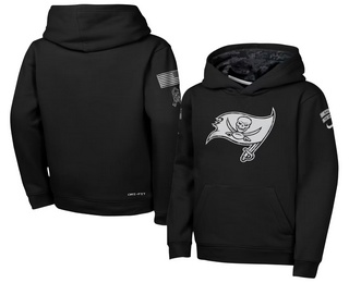 Youth Tampa Bay Buccaneers Black 2026 Salute to Service Sideline Pullover Hoodie