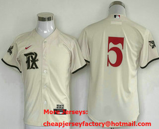 Youth Texas Rangers #5 Corey Seager Cream 2023 City Connect Cool Base Stitched Jersey