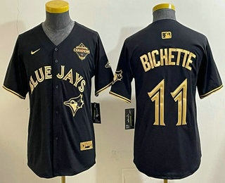 Youth Toronto Blue Jays #11 Bo Bichette Black Gold 2025 American League Champions Limited Stitched Jersey