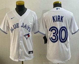 Youth Toronto Blue Jays #30 Alejandro Kirk White Cool Base Jersey