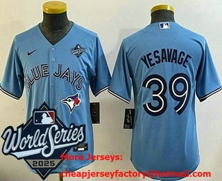 Youth Toronto Blue Jays #39 Trey Yesavage Light Blue 2025 World Series Cool Base Jersey