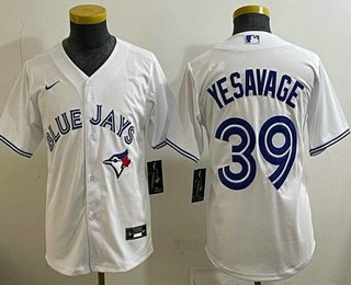 Youth Toronto Blue Jays #39 Trey Yesavage White Cool Base Jersey