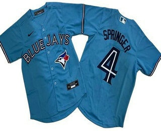 Youth Toronto Blue Jays #4 George Springer Light Blue Cool Base Jersey