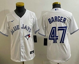 Youth Toronto Blue Jays #47 Addison Barger White Cool Base Jersey