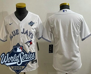 Youth Toronto Blue Jays Blank White 2025 World Series Cool Base Jersey