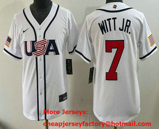 Youth USA #7 Bobby Witt Jr White 2026 World Baseball Classic Cool Base Jersey