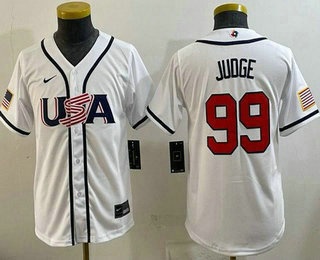 Youth USA #99 Aaron Judge White 2026 World Baseball Classic Cool Base Jersey