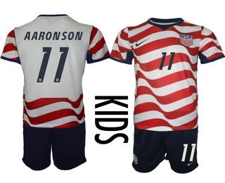 Youth USA National Team #11 Brenden Aaronson Home White 2026 World Cup Soccer Jersey Suit