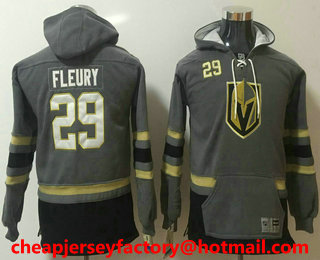 Youth Vegas Golden Knights #29 Marc-Andre Fleury Gray Stitched NHL Old Time Hockey Hoodie