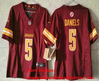 Youth Washington Commanders #5 Jayden Daniels Limited Red FUSE Vapor Jersey