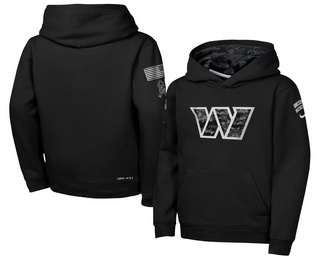 Youth Washington Commanders Black 2026 Salute to Service Sideline Pullover Hoodie