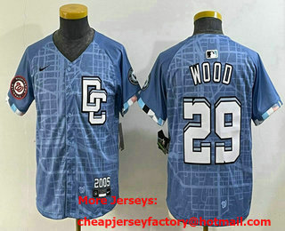 Youth Washington Nationals #29 James Wood Blue 2025 City Connect Limited Stitched Jersey